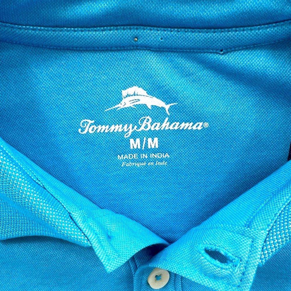 TOMMY BAHAMA POLO SHIRT, "BLUE CRUSH (SKY BLUE) COLOR SIZE LARGE MEDIUM (M) - Picture 7 of 15